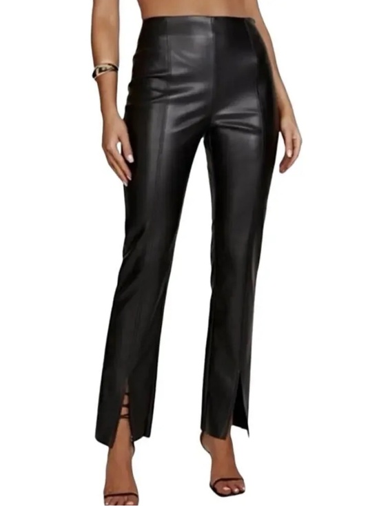 Meshki Pants - NWT MESHKI Vanessa Faux Leather Split Pants Black Size M